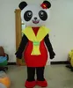 2018 indirim fabrika satış bayan elbise giymek için kırmızı elbise ve sarı eşarp ile bir bayan panda maskot kostüm