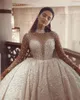 Luxurious Ball Gown Wedding Dresses 2024 Long Sleeves Crystal Beading High Collar Plus Size Arabic Bridal Gowns Vintage Vestidos De Novia