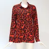 Mode Womens Leopard Print Lange Mouwen Tops en Blouses Losse shirts V-hals Party Femininas Chemise Femme