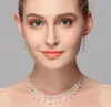 2022 bilhões de bilhete de nupcial conjunto de jóias prata branco chapeado colar brincos de pérolas conjuntos de jóias de casamento para noiva damas de honra acessos