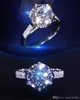 YHAMNI Pure Solid 925 Silver Rings Set Big 2 ct Diamond Engagement Ring Real Silver Wedding Rings for Women XJR039252R