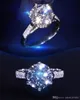 Yhamni Pure Solid 925 Silver Rings Set Big 2 CT Diamond Engagement Ring Real Silver Wedding Rings for Women XJR039198Q