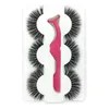 NOVO 3 pares 3D Mink cílios postiços pestanas com maquiagem Pinças Natural Longo 3d Mink Lashes pestana Extensão Eye Lash