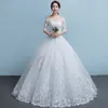 A-ligne élégantes robes de mariée sans bretelles 2018 demi manches robes de mariée mince dentelle appliqué robes de novia