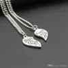 Liebe Pfirsich Herz Beste Freunde Anhänger Halskette Gebrochenes Herz Beste Freunde Mutter und Tochter Kette Halsketten Legierung Schmuck für Geschenk 1 Satz = 2 Stück