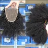 Afro Kinky Curly Hair 3 Bundles with Afro Kinky Closure Middle 3 Part Double Weft Human Hair Extensions Dyeable Human Hair We1652101