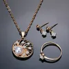 Set di gioielli in oro Anello per orecchino con collana con ciondolo di perle simulate per gioielli da sposa da donna