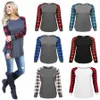 Fashion- Plaid Patchwork T-shirt Panel Raglan Long Sleeve Hoodie Ladies Spring Autumn pullover Winter Sweatshirt Blouse Shirt Tops LJJA2729