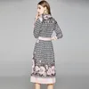 New Vintage Floral Print Womens Midi Dresses Collar Long Sleeve Button Front Ladies Casual Party Beach Holiday Spring Summer Autumn Runway Wholesale Dropshipping