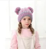 Kid stickade virkade mössor hatt tjejer mjuka dubbla bollar vinter varm hatt 13 färger utomhus baby pompom skid mössor gb1559