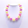 Fashion Yellow+Hot Pink Color Kid Chunky Necklace Designable Children Bubblegum Bead Chunky Necklace Jewelry For Toddler Girls