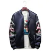 Jacket moda- Homens Patchwork Flowers manga comprida Zipper Casacos Brasão Men 'S Pilot Jacket Plus Size M-5XL