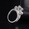 Echte solide 100 % 925 Sterling Silber Lotusblume Ringe für Frauen Luxus 4ct simulierter Diamant Platin Hochzeit Schmuck GRÖSSE 5-10