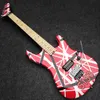 Uppgraderad Kra Edward Van Halen 5150 White Stripe Red Electric Guitar Real Floyd Rose Special Tremolo Bridge Locking Nut Whammy BA8989655