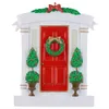 VTOP Red Home Door Polyresin Personged Christmas Tree الحلي مع إكليل من الزهور وشجرة الصنوبر لقضاء العطلة الهدايا الجديدة للمنزل بالجملة بالجملة