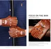 Fashion-Man PU Перчатки без пальцев, езда на открытом воздухе Спортивные перчатки Кожаные варежки Весенние и летние модные аксессуары