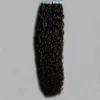 Grado 7A non trasformato Brasiliano Afro Afro Afro Adesivi ricci Adesivi nastro in estensioni dei capelli umani PU pelle PU Skin Neps Ins Remy Capelli Estensioni
