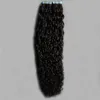 Kinky Curly Tape In Human Hair Extensions 100% Real Human Hair Extensions Billiga Peruvian Curly Tape Hair Extensions Dubbelsidigt lim