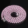 Fashion-inches 4mm iced out chains halsband för män kvinnor lyx designer rosa bling diamant halsband guld silver tennis kedja smycken gåva