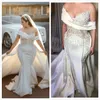 2020 Arabisch Aso Ebi Luxuriöse Sexy Meerjungfrau Brautkleider Perlen Kristalle Brautkleider Satin Brautkleider ZJ223