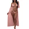 Fashion-European and American loose large size women's three-piece beach bikini long sleeve sun protection cape