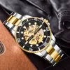 Aço Chenxi mecânico automático relógio de ouro moldura inoxidável fivela de aço inoxidável Correia de discagem analógica face Folding Buckle Mens Watch