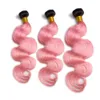 # 1B / Rose Ombre Body Wave Bundles de Cheveux avec Frontal Ombre Rose Indien Trames de Cheveux Humains Corps Ondulé 3Bundles avec 13x4 Fermeture Frontale en Dentelle