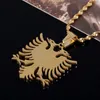 Albania Eagle Pendant Necklaces Gold Color Stainless Steel Ethnic Trendy Jewelry Gifts283h