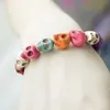 Hot vendendo homens mulheres turquesa frisada identificação pulseiras personalidade artesanal empilhável pedras preciosas pulseira crânio encantos jóias