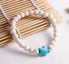 Pulsera de tortuga turquesa Pulsera de piedra volcánica Pulsera de tortuga elástica para hombres y mujeres WY538