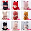 Mode barn vinter hattar öron tjejer pojkar barn varm kepsar scarf set baby bonnet enfant stickad söt hatt för tjej pojke dhl