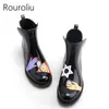 PVC enkel regenlaarzen vrouwen platte hakken regenboten waterdichte water schoenen vrouw Wellies TR199