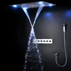 2022 Lüks LED duş seti büyük banyo 4 fonksiyonları tavan duş başlığı termostatik mikser muslukları 24 inç banyo şelale yağmur sistemi musluk