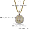 Iced Out Bitcoin Symbol Naszyjnik Złoty Kolor Kolor Plated Bling Mens Hip Hop Biżuteria Prezent