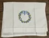 12 Set Ev Tekstili Mendil Beyaz Keten Hemstitch Çay Havlu Bez Konuk El Çanak Mutfak Banyo Havlu 14 "x 22" nakış Çiçek