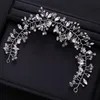 Handmade Silve Crystal Rhinestone Wedding Wedding Fand Tiara Bridal Capace