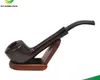 Classical solid wood handicraft pipe with retro long-pole bending and circled Photinia wood removable pipe