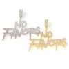 Hip Hop Iced Out Letter No Favors Colar Pingente Gold Silver Plated Mens Bling Jewelry Gift257V