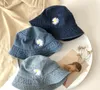 Sommer Mädchen Denim Hüte Kinder Blume bestickte Kappe Kinder Fischer Hut Jungen Mädchen große Krempe Topf Hüte Cowboy Strand Schirmmütze A241831410