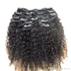 Peruansk hår 100g 8st Kinky Curly African American Clip In Human Hair Extensions