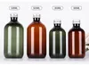 Partihandel 300 ml 500 ml Pet Green Brown Plast Tom Bottle Aluminium Cap för Toning Shampoo Dusch Gel Sub-Bottle kan anpassas etikett