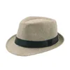 Unisex Trilby Gangster Cap Beach Sun Słomiany Hat Band Sunhat