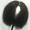 HD Lace Front Human Hair Wigs för kvinnor med svart 4c Afro Kinky Curly Glödlöst Brasilian Remy Mongolian