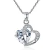 Free ship ePacket Platinum beautiful heart women's necklace Heart Crystal Pendant DAN83 mix order Pendant Necklaces