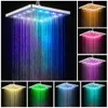 2021 Ny 6 tum LED -färgglada missfärgning av rostfritt stål Dusch Regn Regnduschhuvud Högtryck Rainshower Square Bath Fau9858216