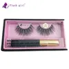 Flash Girl High Quality 1Pair 5D Mink Magnetic Eyelashes Luxury Box Magnetic Liquid Eyeliner Magnetiska falska ögonfransar och pickare 7324820