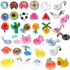 Inflatable Drink Cup Holder Donut Flamingo Watermelon Pineapple Lemon Coconut Tree Shaped PVC swimpool Floating Mat Floating Pool Toys GD106