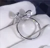 Atacado- Chegada jóias de luxo 925 presente Anel Banda borboleta Mulheres Wedding Party Diamond Princess Cut branco Topaz CZ Sterling Silver T