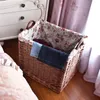 Rattan Tvättkorg Willow Woven Handduk Wickerwork Square Bathroom Clothes Toys Sovrum Storage Hotel med handtag och fodral