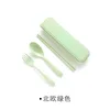 Nordic Style WheatSraw Draagbare Servies Travel Service Eco-Friendly Diner Set Environmental Case Fork Lepel Set Bestek